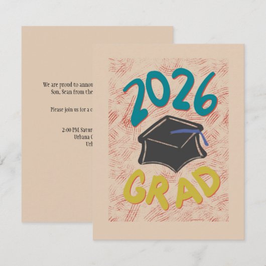 Class of 2026 Grunge Style Graduation Announcement (Voorkant / Achterkant)