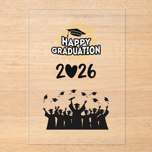 Class of 2026 Happy Graduation - Minimalist  Acryl Uitnodigingen (Voorkant)