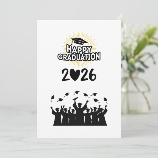 Class of 2026 Happy Graduation - Minimalist  Kaart (Staand voorkant)