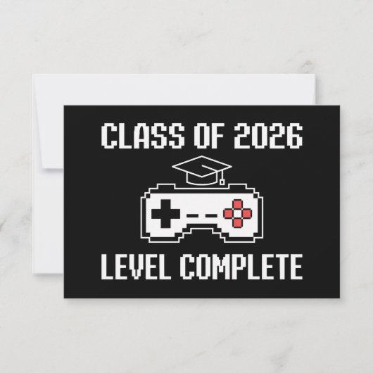 Class Of 2026 Level Complete Gaming Graduation Aankondiging (Voorkant)