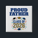 Class of 2026 Party Vierkante Button 5,1 Cm<br><div class="desc">Show your pride and celebrate a special milestone with this Proud Father Class of 2026 button! Featuring bold typography and colorful graduation caps, this eye-catching design tells the story of a dad cheering on his graduate and celebrating years of hard work and dedication. Perfect for wearing at graduation ceremonies, senior...</div>