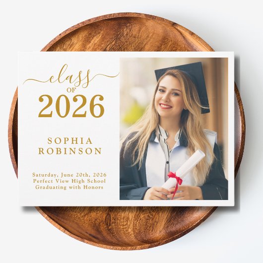 Class of 2026 Photo Modern Graduation Announcement Kaart
