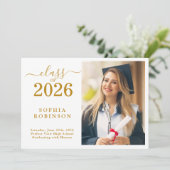 Class of 2026 Photo Modern Graduation Announcement Kaart (Staand voorkant)