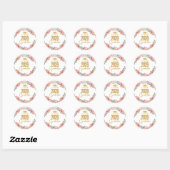 Class of 2026, Pink Gold Floral Theme Ronde Sticker (Vel)