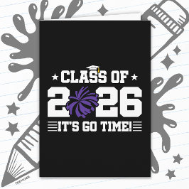 Class of 2026 Purple Cheer Graduation It’s Go Time Kaart