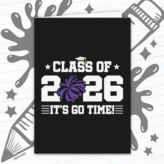 Class of 2026 Purple Cheer Graduation It’s Go Time Kaart