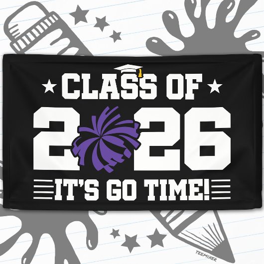 Class of 2026 Purple Cheer Graduation It’s Go Time Spandoek