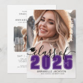 Class Of 2026 Purple Graduate Photo Graduation Kaart (Voorkant / Achterkant)