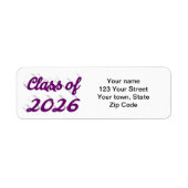 Class of 2026 purple script graduation etiket (Voorkant)