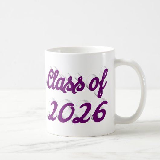 Class of 2026 purple script graduation  koffiemok (Rechts)