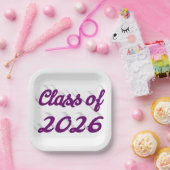 Class of 2026 purple script graduation papieren bordje (Feest)