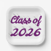 Class of 2026 purple script graduation papieren bordje (Voorkant)