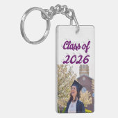 Class of 2026 purple script graduation photo  sleutelhanger (Voorkant Links)