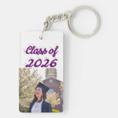 Class of 2026 purple script graduation photo  sleutelhanger (achterkant)