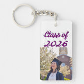 Class of 2026 purple script graduation photo  sleutelhanger (Voorkant)
