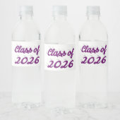 Class of 2026 purple script graduation  waterfles etiket (Flessen)