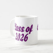 Class of 2026 purple text graduation koffiemok (Voorkant links)