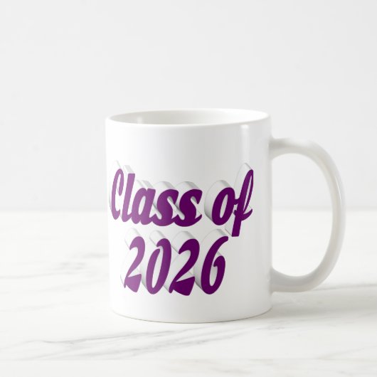 Class of 2026 purple text graduation koffiemok (Rechts)