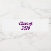 Class of 2026 purple text graduation waterfles etiket (Enkel label)