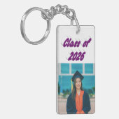 Class of 2026 purple typography graduate photo   sleutelhanger (Voorkant Links)