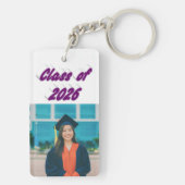 Class of 2026 purple typography graduate photo   sleutelhanger (achterkant)