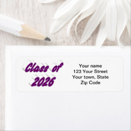 Class of 2026 purple typography  graduation etiket