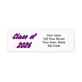 Class of 2026 purple typography graduation etiket (Voorkant)