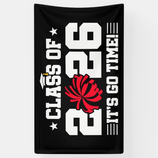 Class of 2026 Red Cheer Graduation It’s Go Time Spandoek (Verticaal)