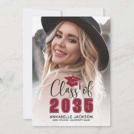 Class Of 2026 Red Graduate Photo Graduation Kaart