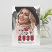 Class Of 2026 Red Graduate Photo Graduation Kaart (Staand voorkant)
