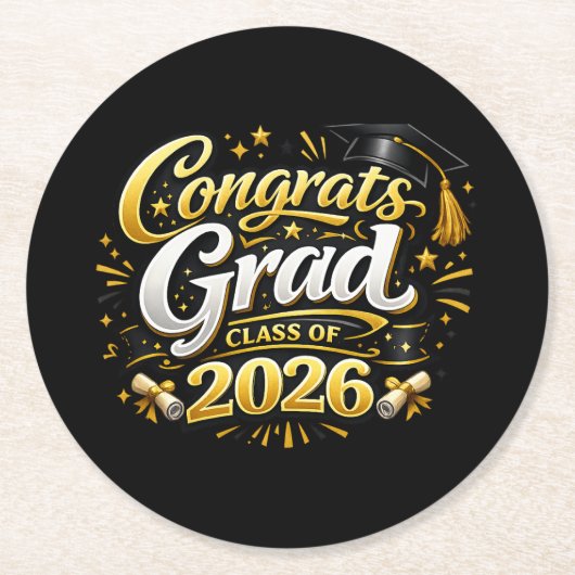 Class of 2026 ronde kartonnen onderzetter (Voorkant)