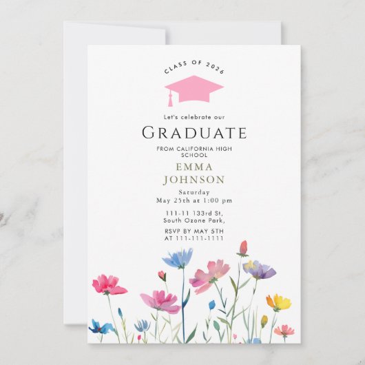 class of 2026 Rustic Spring Wildflower  Graduation Kaart (Voorkant)