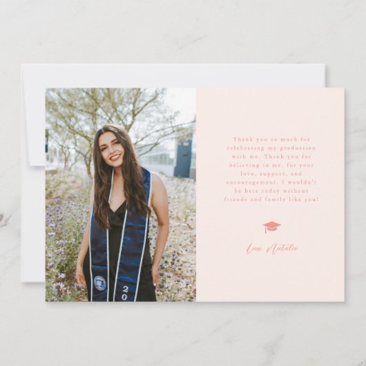 Class of 2026 Script Name Peach Grad Photo Aankondiging (Achterkant)