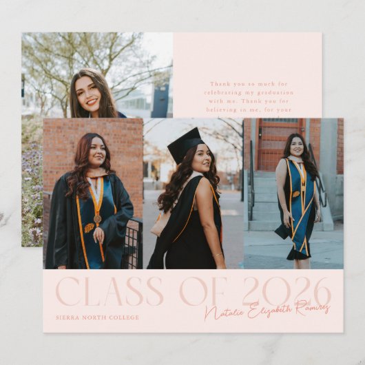 Class of 2026 Script Name Peach Grad Photo Aankondiging (Voorkant / Achterkant)