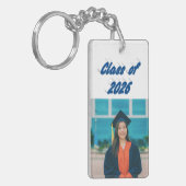 Class of 2026 sea blue typography graduation photo sleutelhanger (Voorkant Links)