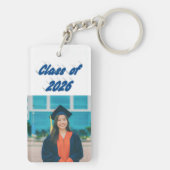 Class of 2026 sea blue typography graduation photo sleutelhanger (achterkant)