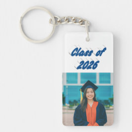 Class of 2026 sea blue typography graduation photo sleutelhanger