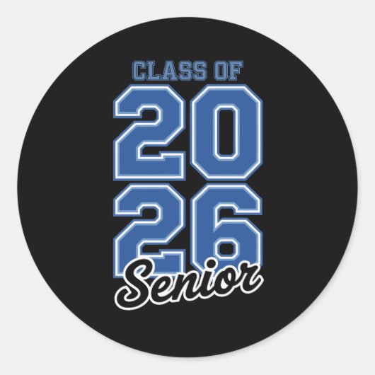 Class Of 2026 Senior Blue Graduation Graduate Ronde Sticker (Voorkant)
