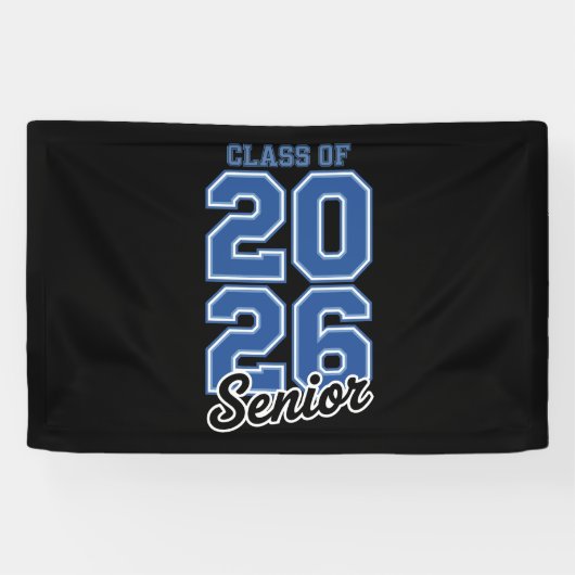 Class Of 2026 Senior Blue Graduation Graduate Spandoek (Horizontaal)