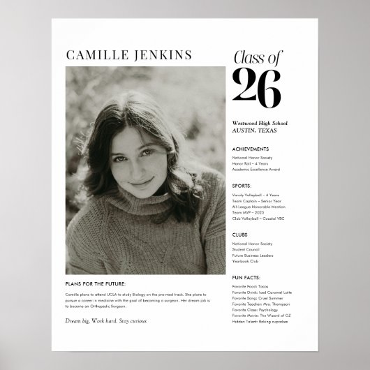 Class of 2026 Senior Photo Memory Poster (Voorkant)