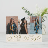 Class of 2026 Typography Grad Photo Cream Aankondiging (Staand voorkant)