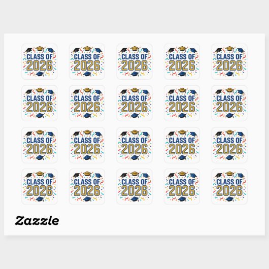Class of 2026 vierkante sticker (Vel)