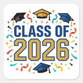 Class of 2026 vierkante sticker (Voorkant)