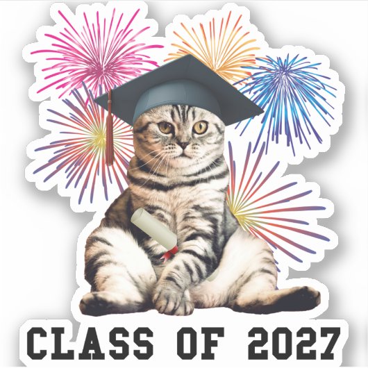 Class of 2027 Cat Lover Sticker (Voorkant)