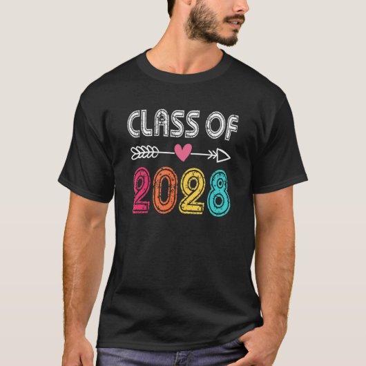Class Of 2028 Grow With Me Pre K Kindergarten Grad T-shirt (Voorkant)