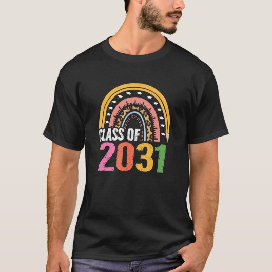 Class Of 2031 Rainbow First Last Day Graduation Gr T-shirt (Voorkant)