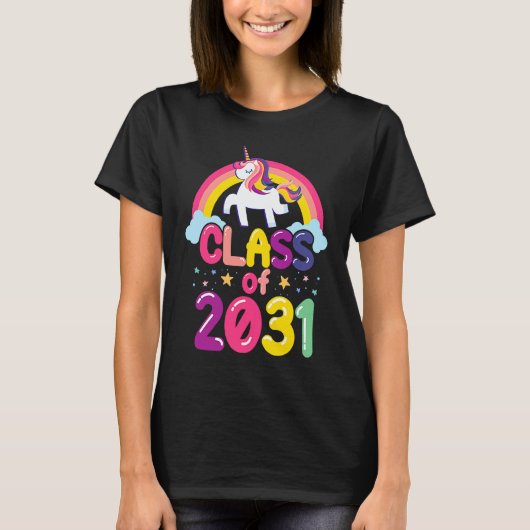 Class of 2031 Unicorn Graduation Girls T-shirt (Voorkant)