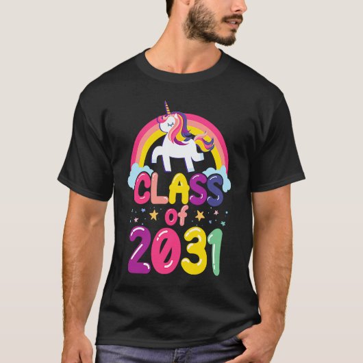 Class of 2031 Unicorn Graduation Girls T-shirt (Voorkant)
