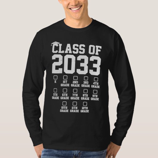 Class Of 2033 Grow With Me Check Mark First Day Of T-shirt (Voorkant)