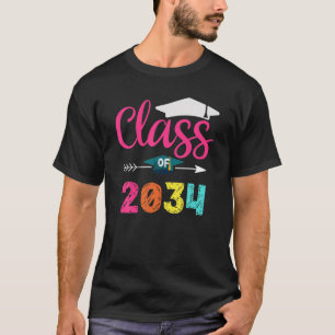 Class Of 2034 Grow With Me Kindergarten Graduation T-shirt